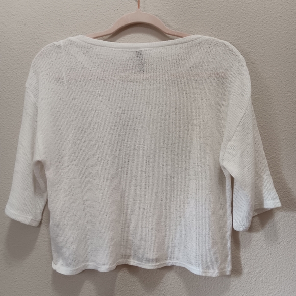 H&M Divided Crop Top Medium Loose Knit   Pretty Please White - Picture 2 of 11
